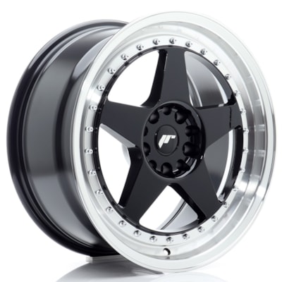 [JR61885F1MG2272GBL1] Llanta JR Wheels JR6 /120 Gloss Black w/ Machined Lip (18" 8.5J ET22 5x114.3/5x120 CB72.6)