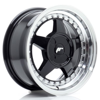 [JR616704H3567GBL1] Llanta JR Wheels JR6 Gloss Black w/ Machined Lip (16" 7J ET35 4x100 CB67.1)