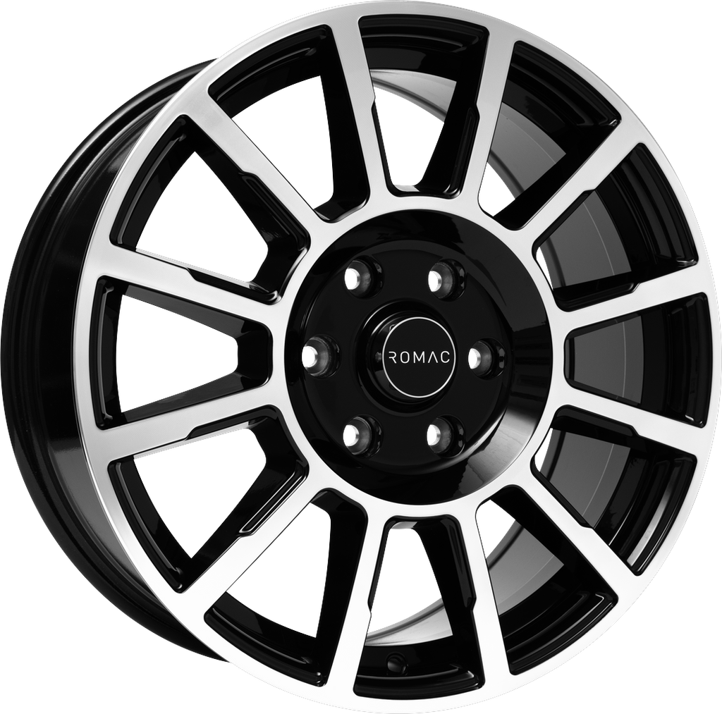 [SN-51396] Llanta Romac Stealth Gloss Black W/ Polished Face (18" 7.5J ET45 5x120 CB72.6)
