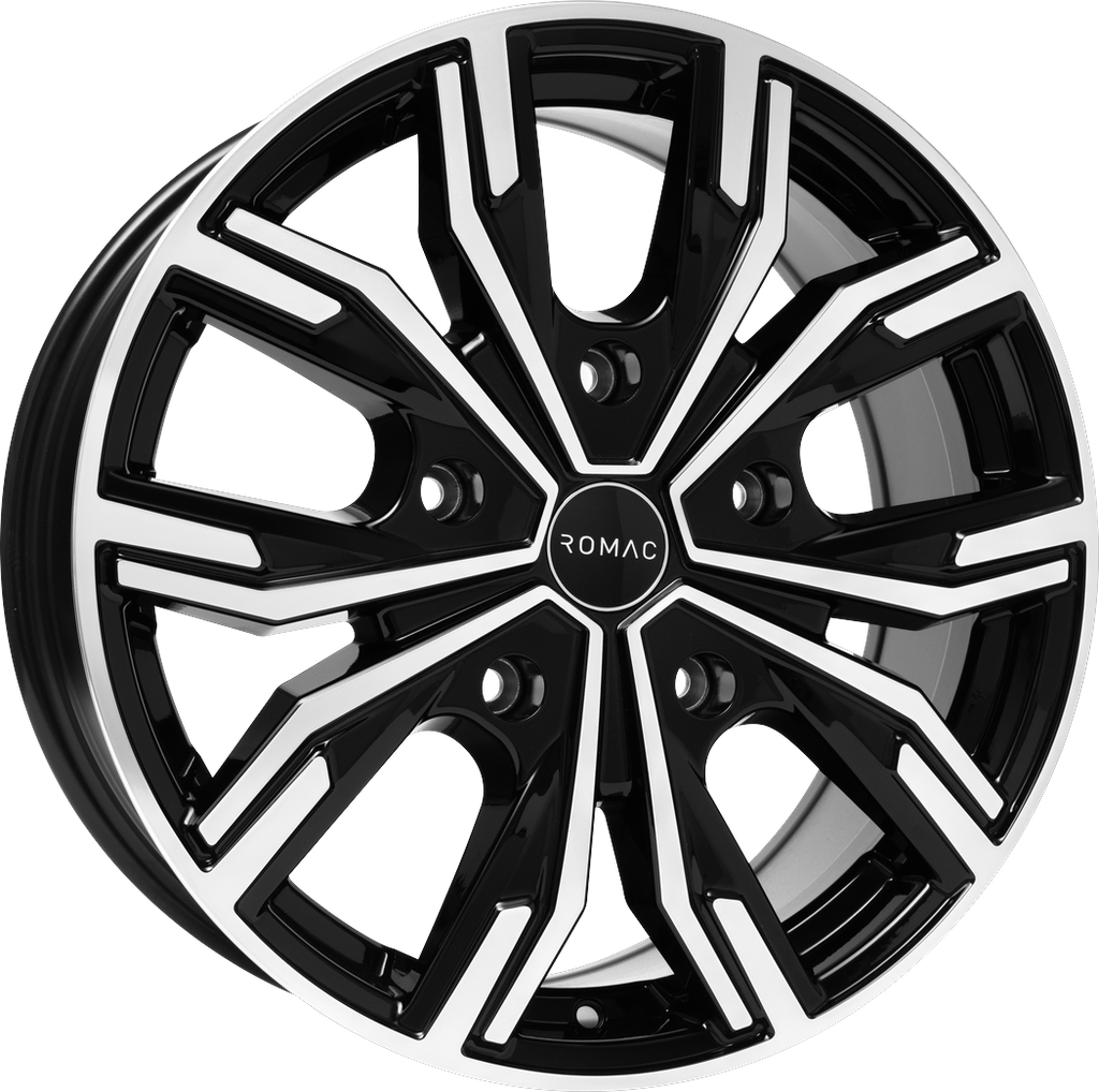 [SN-51407] Llanta Romac Torque Gloss Black W/ Polished Face (16" 6.5J ET50 5x112 CB66.6)